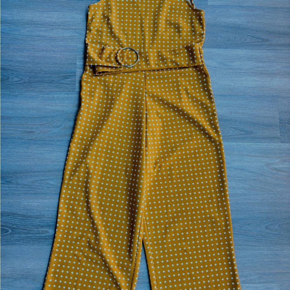 J for Justify Yellow and White Jumpsuit with Polka Dots. Size M. Good condition